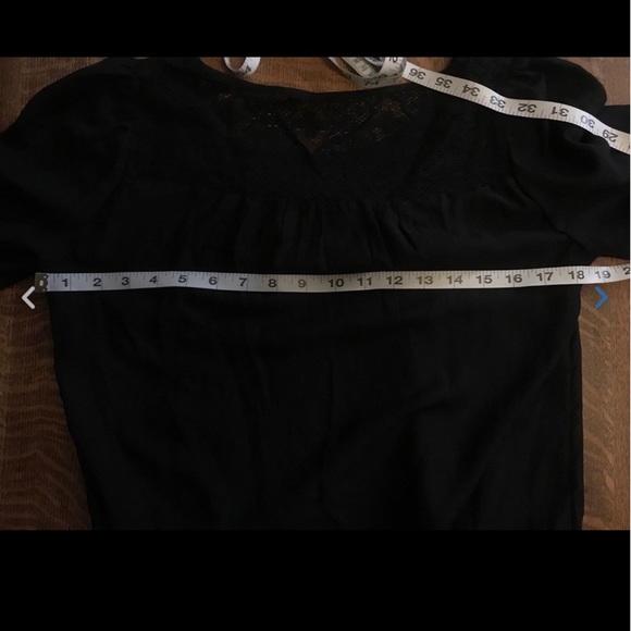 Express Black Lace Sheer Peasant Blouse Shirred S - Picture 5 of 6